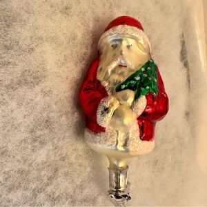 Vintage Hand Blown Red Mercury Glass Santa Claus Clip On Christmas Tree Ornament